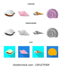 Vector design of animal and decoration symbol. Set of animal and ocean stock vector illustration.