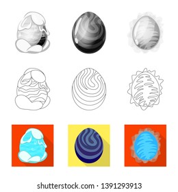 Vector design of animal and prehistoric sign. Set of animal and cute  vector icon for stock.