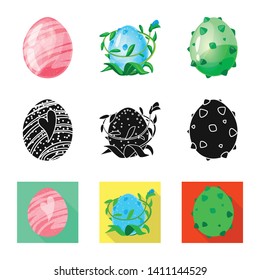 Vector design of animal and prehistoric sign. Set of animal and cute  vector icon for stock.