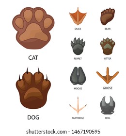 Vector design of animal and print logo. Set of animal and footprint stock symbol for web.
