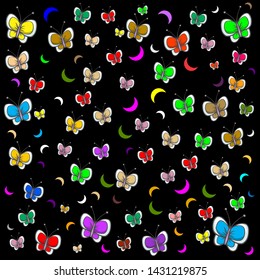 Vector design of animated background images of butterflies with several colors