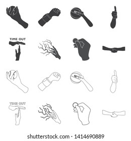 Vector design of animated and thumb icon. Collection of animated and gesture stock symbol for web.