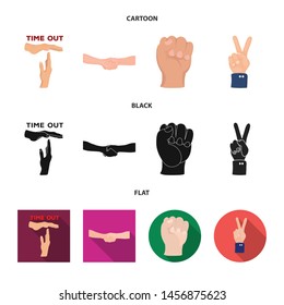 Vector design of animated and thumb icon. Set of animated and gesture vector icon for stock.