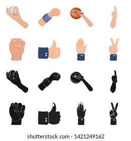 Vector design of animated and thumb logo. Collection of animated and gesture stock symbol for web.