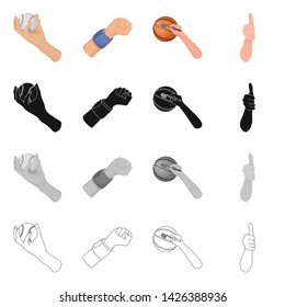Vector design of animated and thumb logo. Set of animated and gesture stock vector illustration.
