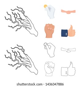 Vector design of animated and thumb sign. Set of animated and gesture stock vector illustration.