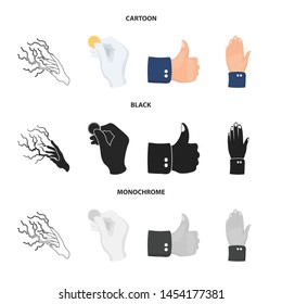 Vector design of animated and thumb sign. Set of animated and gesture vector icon for stock.