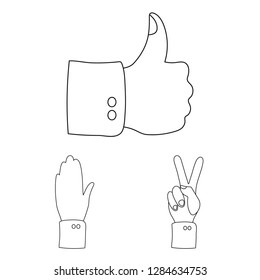 Vector design of animated and thumb symbol. Set of animated and gesture stock vector illustration.