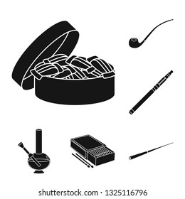 Vector design of anti and habit icon. Set of anti and tobacco stock symbol for web.
