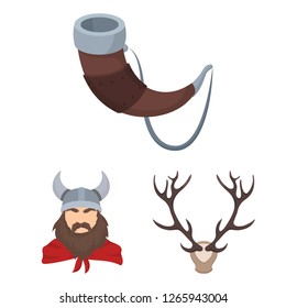 Vector design of antler and animal icon. Collection of antler and death vector icon for stock.