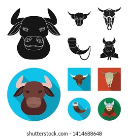 Vector design of antler and animal icon. Set of antler and death stock symbol for web.