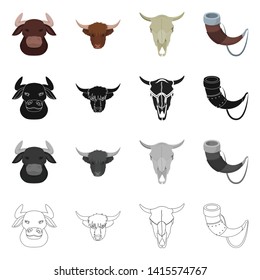 Vector design of antler and animal icon. Collection of antler and death stock vector illustration.