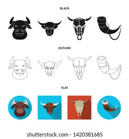 Vector design of antler and animal icon. Set of antler and death stock vector illustration.