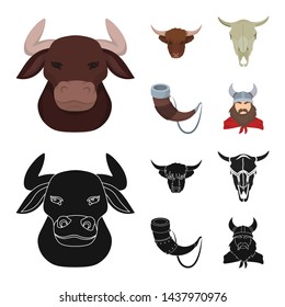 Vector design of antler and animal icon. Collection of antler and death stock symbol for web.