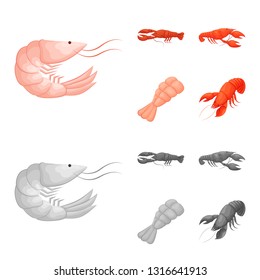 Vector design of appetizer and ocean icon. Collection of appetizer and delicacy vector icon for stock.