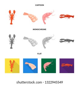 Vector design of appetizer and ocean icon. Set of appetizer and delicacy stock symbol for web.