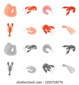 Vector design of appetizer and ocean icon. Set of appetizer and delicacy stock symbol for web.