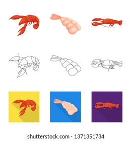 Vector design of appetizer and ocean icon. Collection of appetizer and delicacy stock symbol for web.