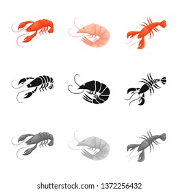 Vector design of appetizer and ocean icon. Set of appetizer and delicacy stock symbol for web.