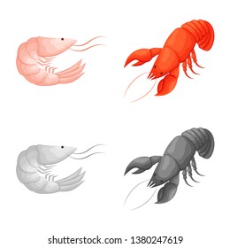 Vector design of appetizer and ocean icon. Set of appetizer and delicacy vector icon for stock.