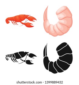 Vector design of appetizer and ocean icon. Set of appetizer and delicacy stock symbol for web.