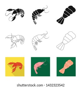 Vector design of appetizer and ocean icon. Collection of appetizer and delicacy vector icon for stock.