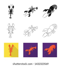 Vector design of appetizer and ocean icon. Set of appetizer and delicacy stock symbol for web.