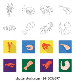 Vector design of appetizer and ocean icon. Set of appetizer and delicacy stock symbol for web.