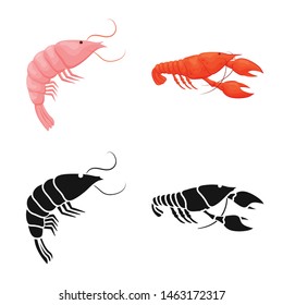 Vector design of appetizer and ocean icon. Set of appetizer and delicacy vector icon for stock.
