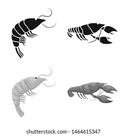 Vector design of appetizer and ocean icon. Collection of appetizer and delicacy stock symbol for web.