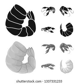 Vector design of appetizer and ocean logo. Set of appetizer and delicacy stock symbol for web.