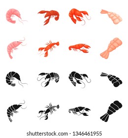 Vector design of appetizer and ocean logo. Set of appetizer and delicacy vector icon for stock.