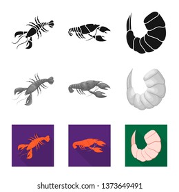 Vector design of appetizer and ocean logo. Collection of appetizer and delicacy stock vector illustration.