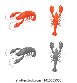 Vector design of appetizer and ocean logo. Set of appetizer and delicacy vector icon for stock.