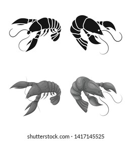 Vector design of appetizer and ocean logo. Set of appetizer and delicacy vector icon for stock.