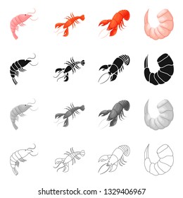 Vector design of appetizer and ocean sign. Collection of appetizer and delicacy stock vector illustration.