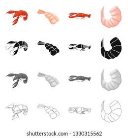 Vector design of appetizer and ocean sign. Collection of appetizer and delicacy stock vector illustration.