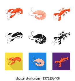 Vector design of appetizer and ocean sign. Set of appetizer and delicacy stock vector illustration.
