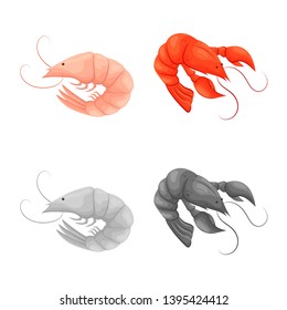 Vector design of appetizer and ocean sign. Collection of appetizer and delicacy stock vector illustration.