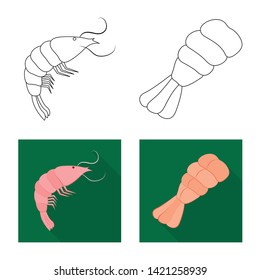 Vector design of appetizer and ocean sign. Collection of appetizer and delicacy vector icon for stock.