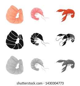 Vector design of appetizer and ocean sign. Set of appetizer and delicacy stock vector illustration.