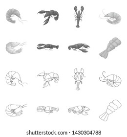Vector design of appetizer and ocean sign. Collection of appetizer and delicacy stock vector illustration.