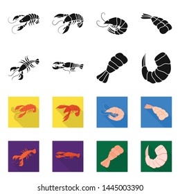 Vector design of appetizer and ocean sign. Set of appetizer and delicacy vector icon for stock.