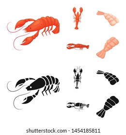 Vector design of appetizer and ocean sign. Collection of appetizer and delicacy vector icon for stock.