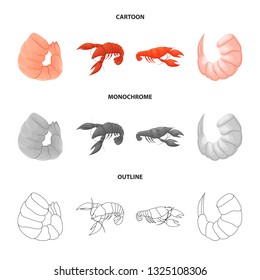 Vector design of appetizer and ocean symbol. Set of appetizer and delicacy stock symbol for web.