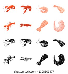 Vector design of appetizer and ocean symbol. Set of appetizer and delicacy stock symbol for web.