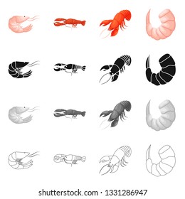 Vector design of appetizer and ocean symbol. Collection of appetizer and delicacy stock symbol for web.