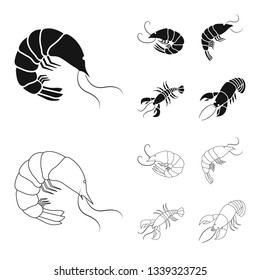 Vector design of appetizer and ocean symbol. Set of appetizer and delicacy vector icon for stock.