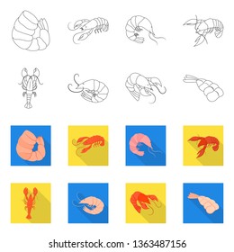 Vector design of appetizer and ocean symbol. Set of appetizer and delicacy stock symbol for web.