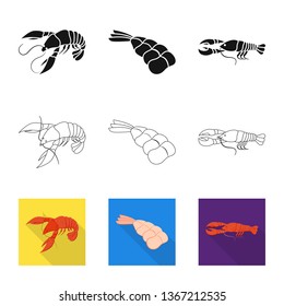 Vector design of appetizer and ocean symbol. Set of appetizer and delicacy vector icon for stock.